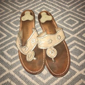 Size 8 tan and platinum Jack Rogers