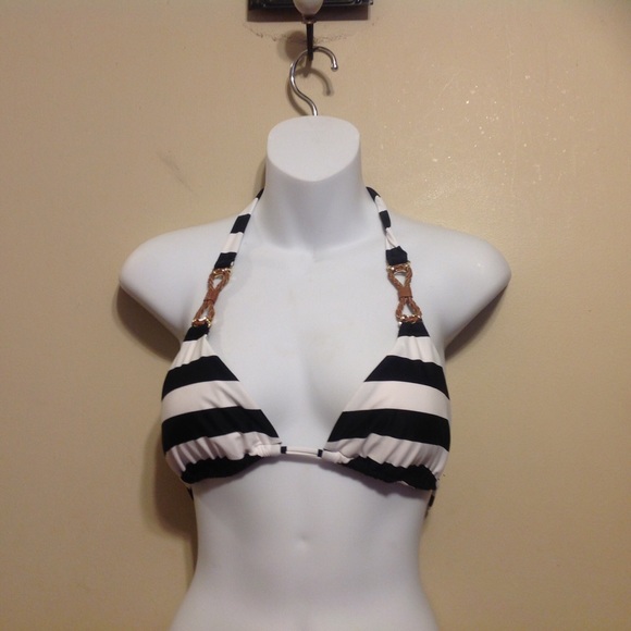 MAR by Vix Black & white stripe Slider Swim top - Picture 3 of 3