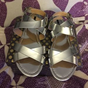Metallic silver sandals size 7