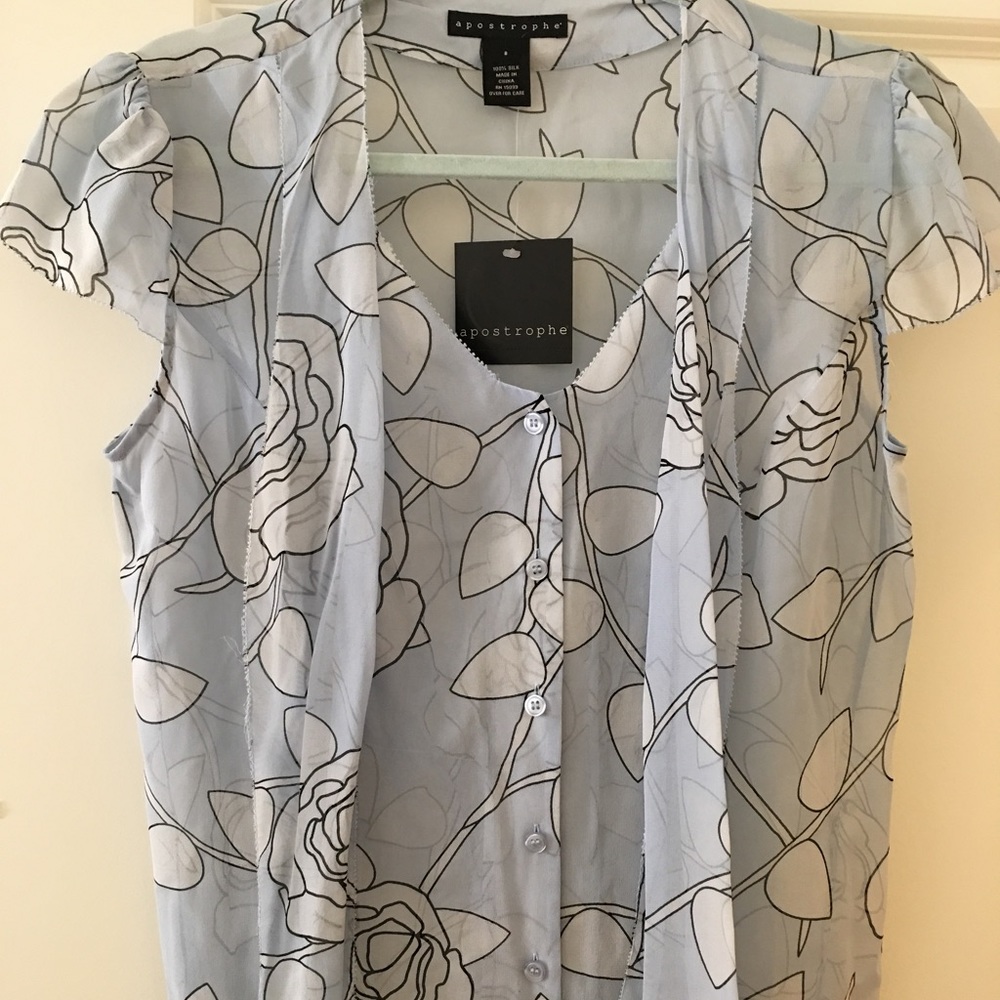 Sheer sky blue blouse .Apostrophe 8 new w/ tags