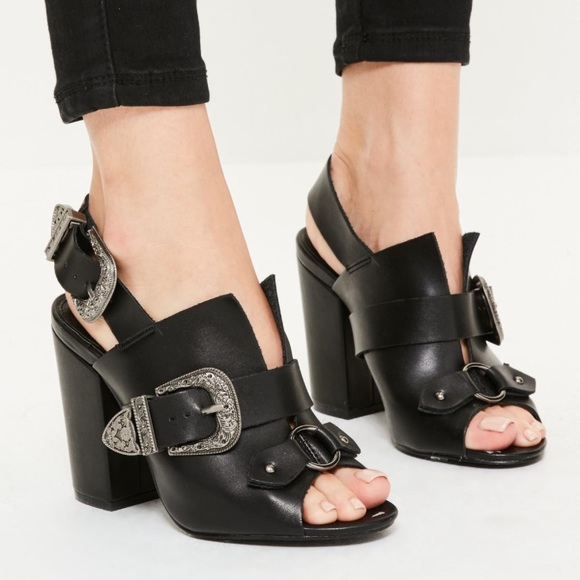 western buckle heels