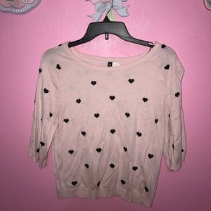 Beautiful Heart Filled Sweater Crop Shirt