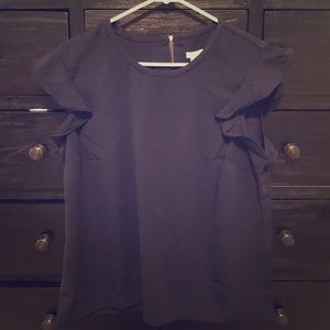 J.Crew Navy Flutter Sleeve Blouse