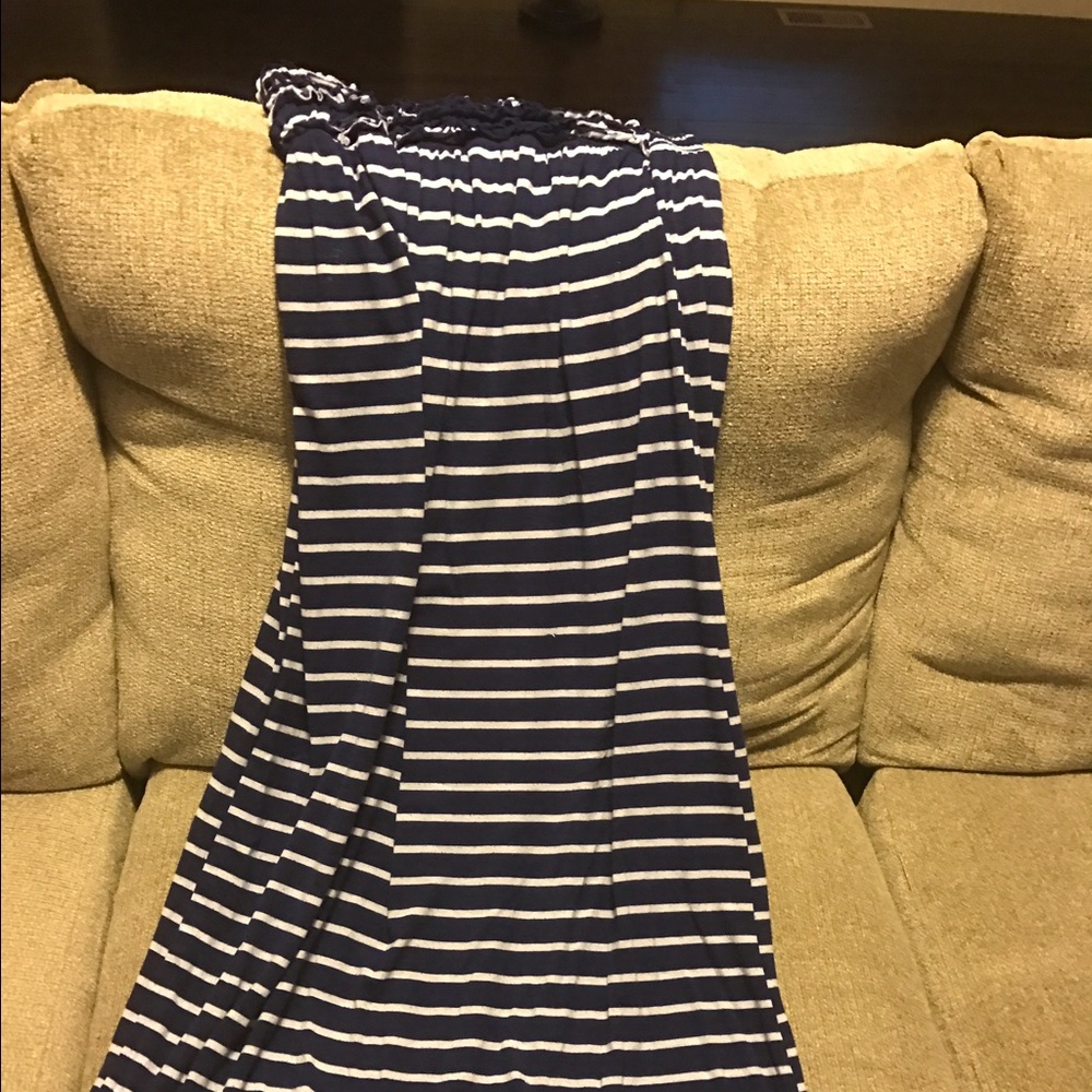 Blue  and white striped maxi dress