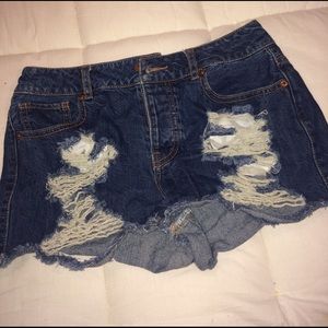 Distressed Denim Shorts