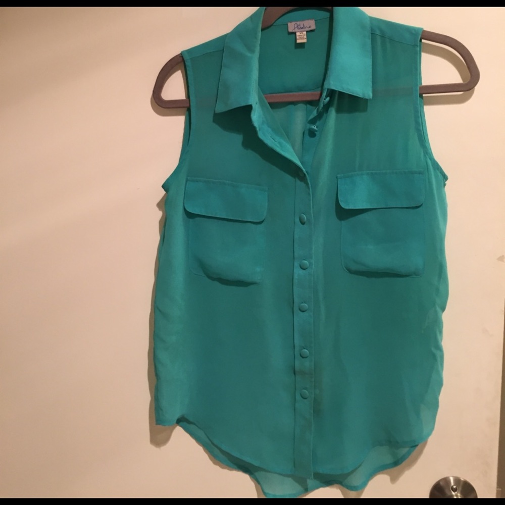 Teal collared work blouse