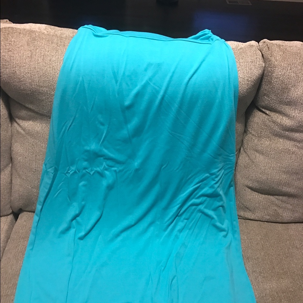 Long blue cotton skirt in medium