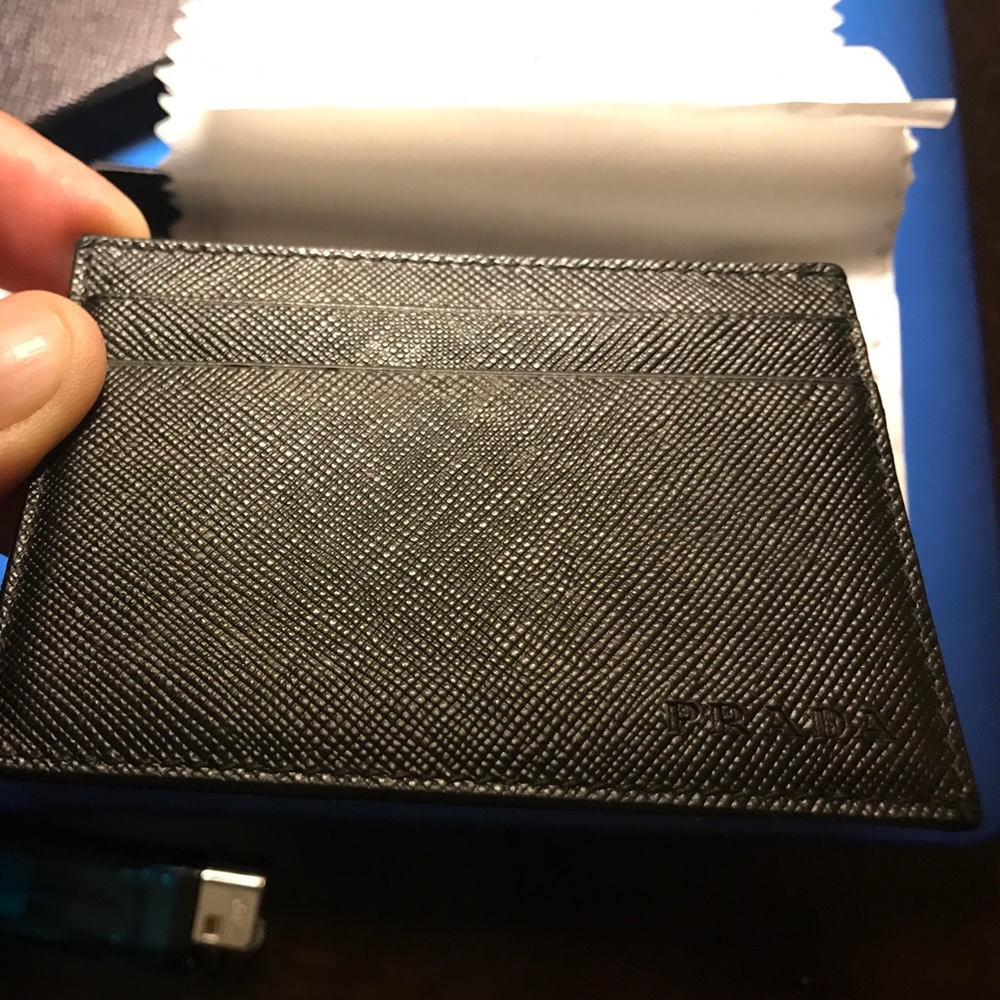 Prada saffiano  leather credit card holder