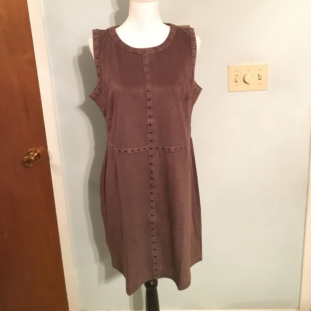 Women's Studded Faux-Suede Fit N Flare Dress