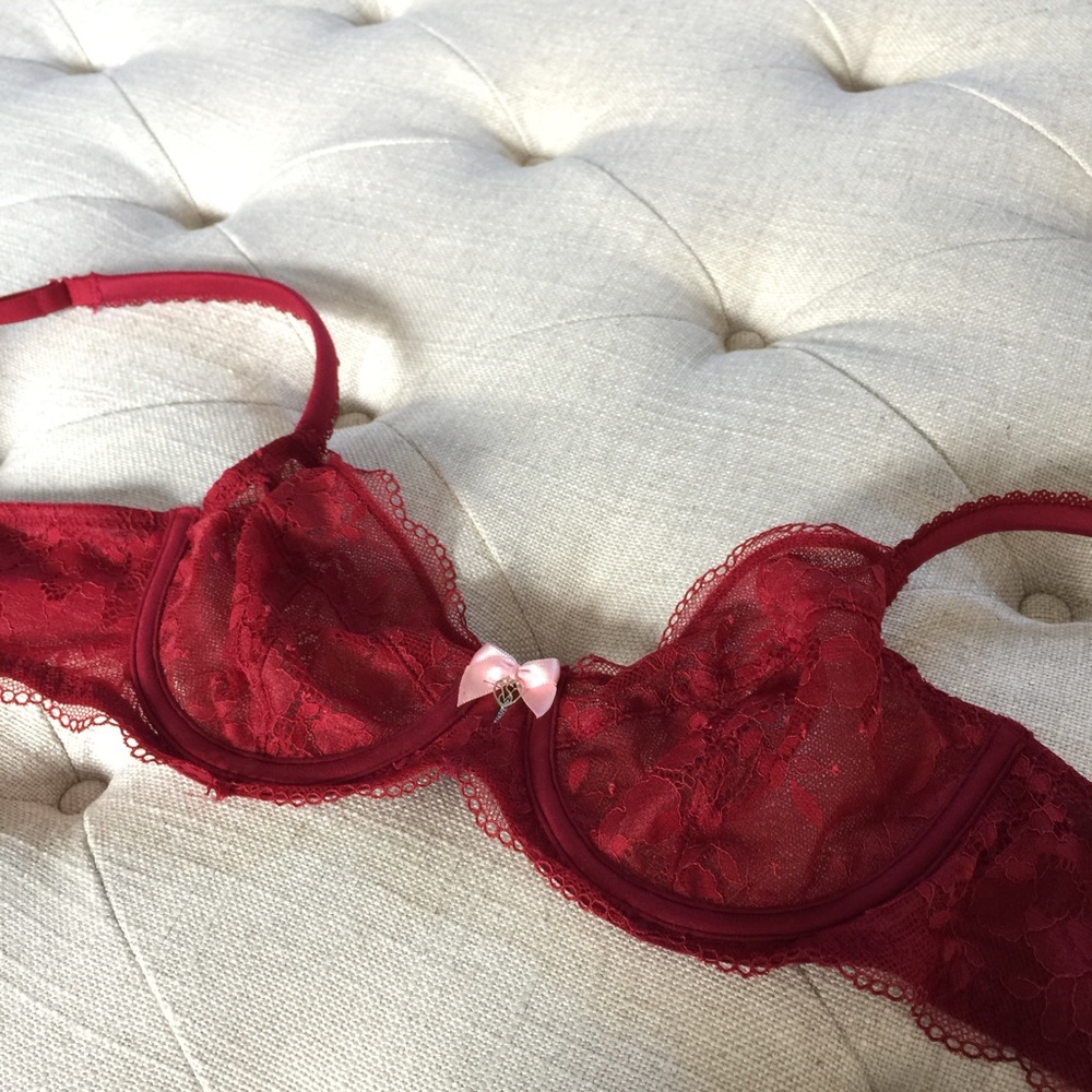 SOLD Victoria's Secret Red Lace Unlined Bra - 34B
