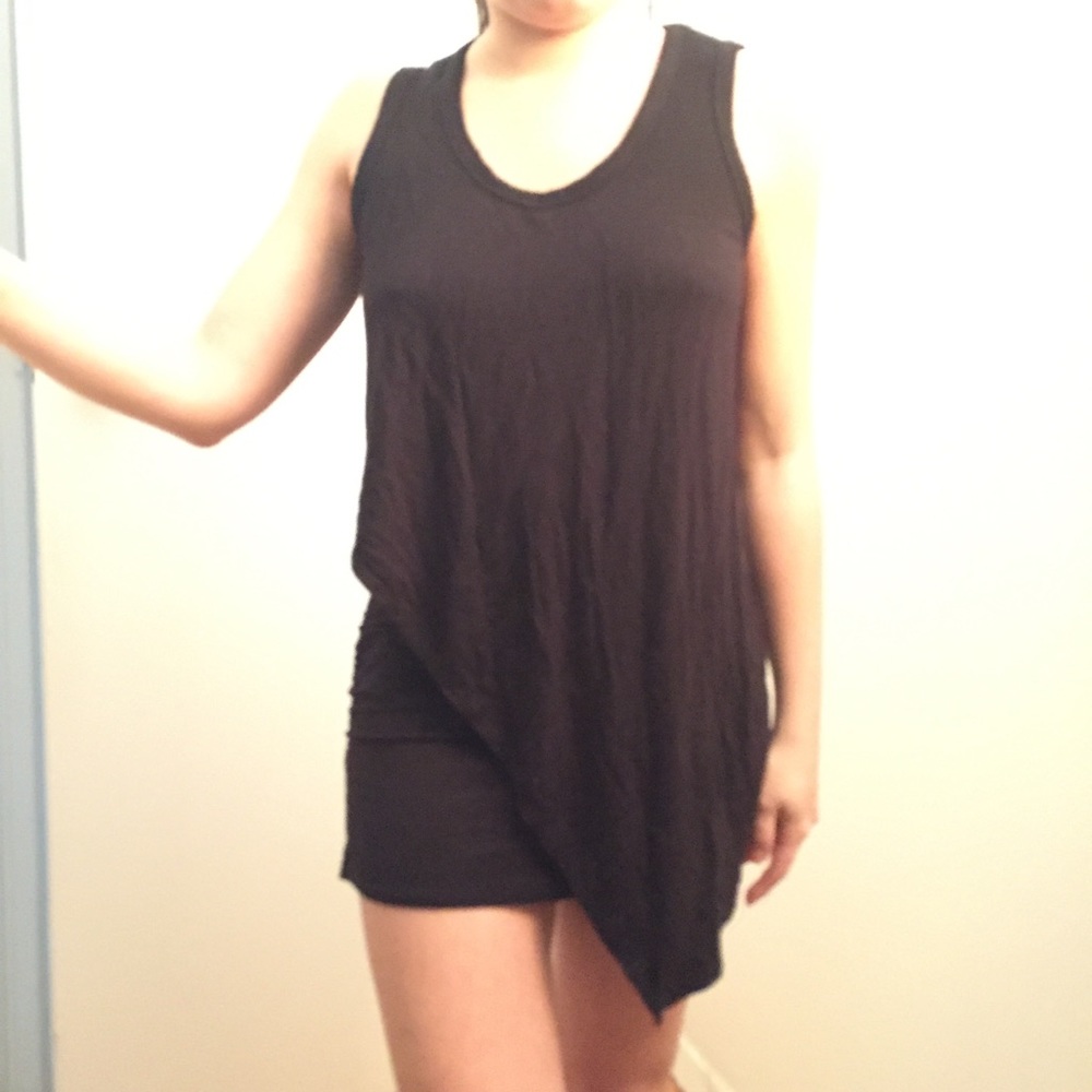 Stretch draped black dress