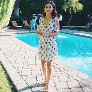 BAND OF GYPSIES Short Sleeve Sheer Printed Dress