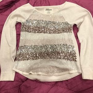 Express sequin and lace sweatshirt.