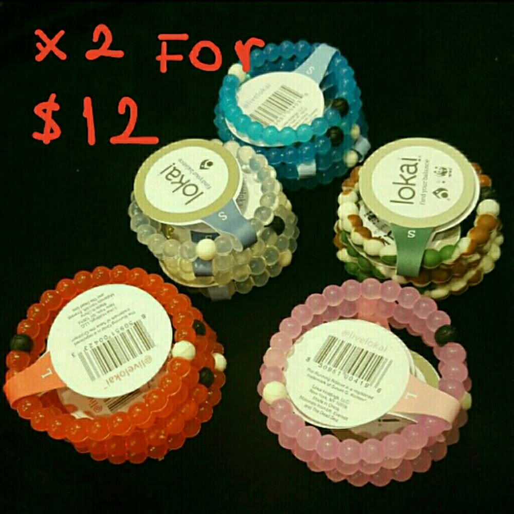 2 large lokai bracelets 1 large clear 1 large blue