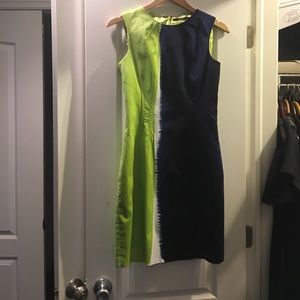 Tahari green and navy dress