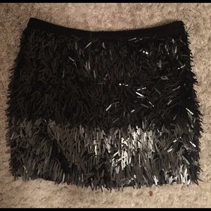 NEW Zara sequin black and silver mini skirt