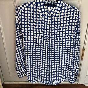 Equipment blouse-blue and white polka dot