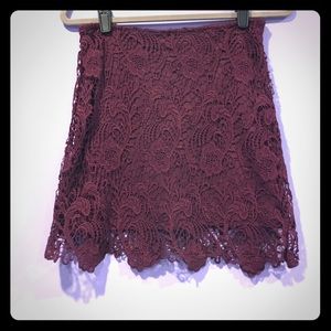 Maroon lace skirt