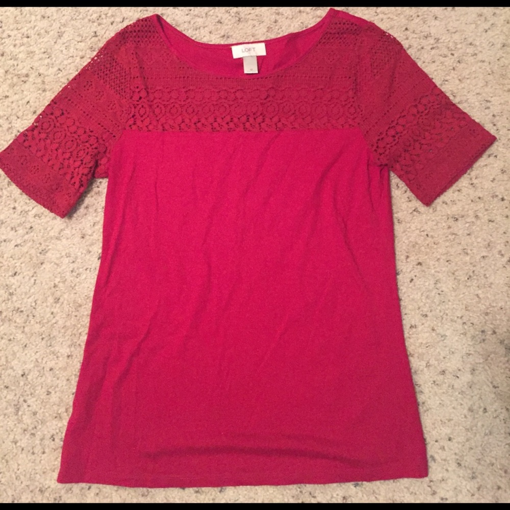Red shirt with top lace design