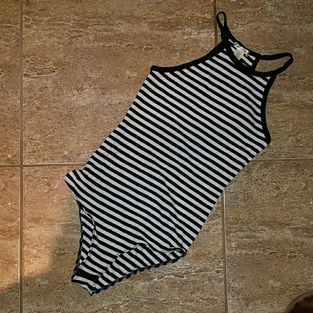 Striped High-neck bodysuit