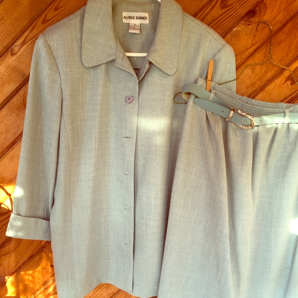 Sz 16 Alfred Dunner 2 pc aqua skirt suit