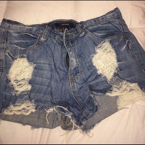 Distressed Denim Shorts
