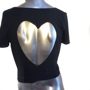 •PINK• Heart Cut Out Crop Top