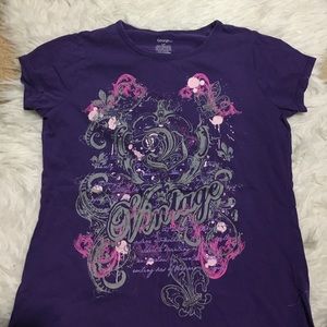 Girls Purple Graphic Top