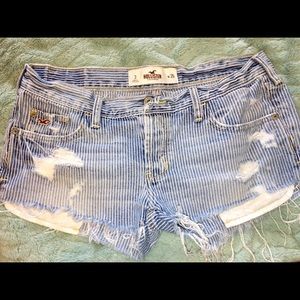 Hollister pin stripe destroyed low rise shorts