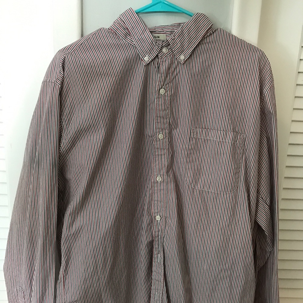Red, White, and Blue Striped Button Down