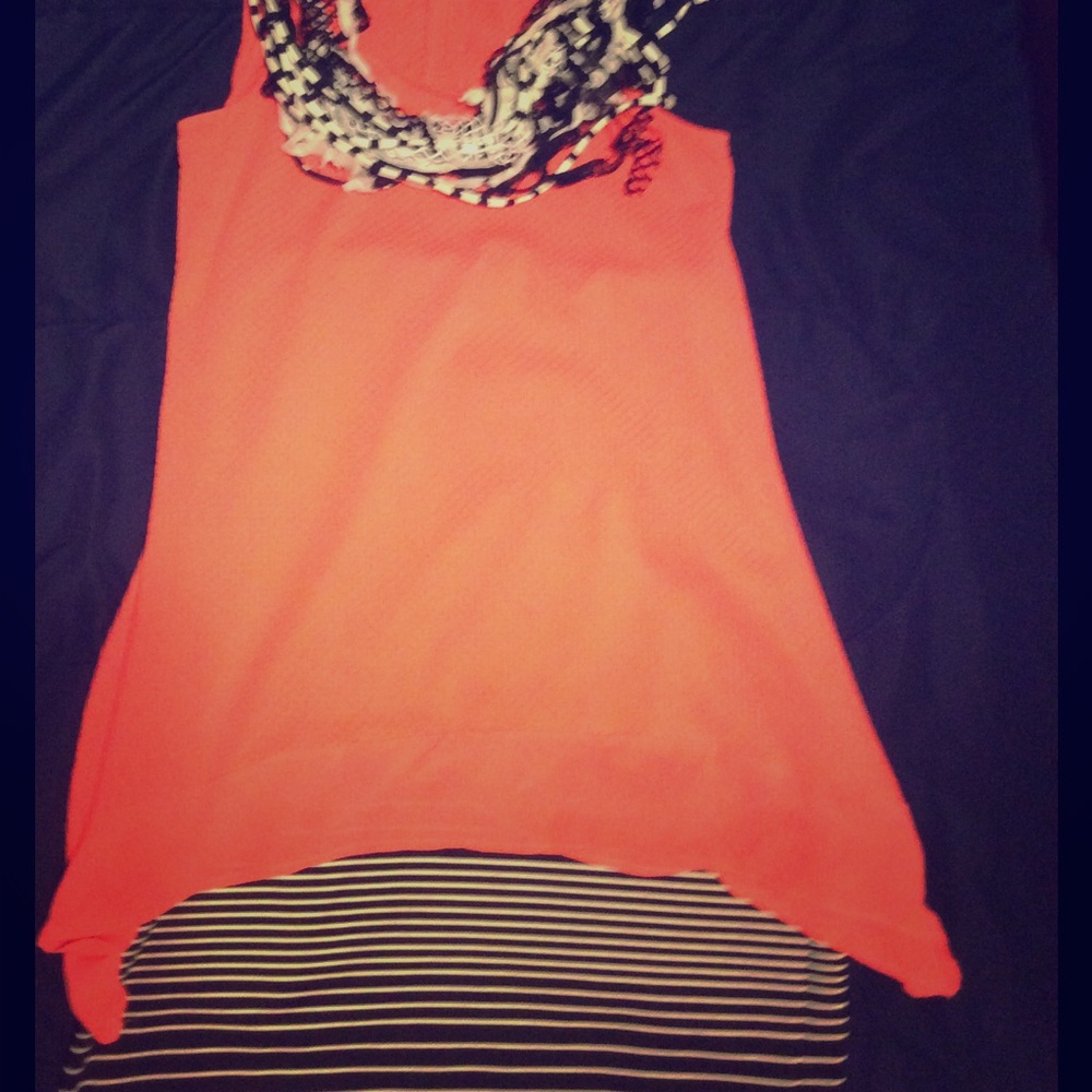 Coral colored top... very flattering!