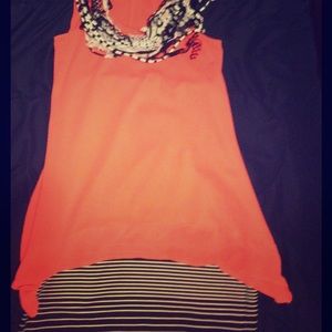 Coral colored top... very flattering!
