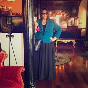 Floor length black suiting skirt