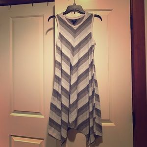 Grey Striped Herringbone Dress