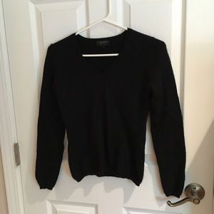 Luxurious black 100% cashmere V-neck sweater