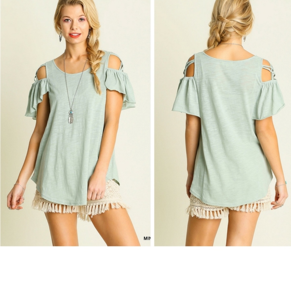 New Umgee Mint Two Tone Jersey Tunic Top