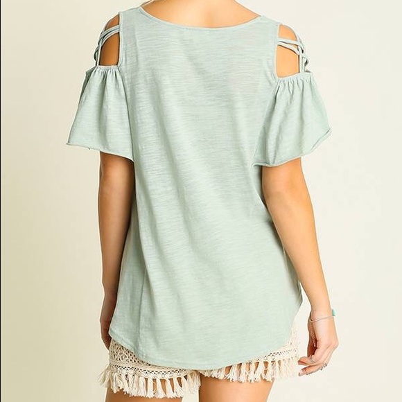 New Umgee Mint Two Tone Jersey Tunic Top - Picture 2 of 2