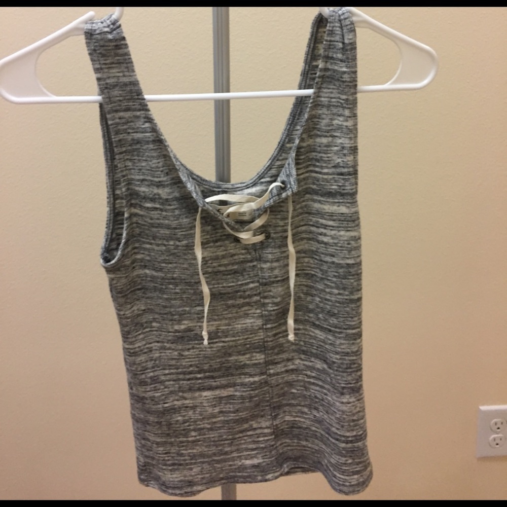 Hollister grey lace up tank top