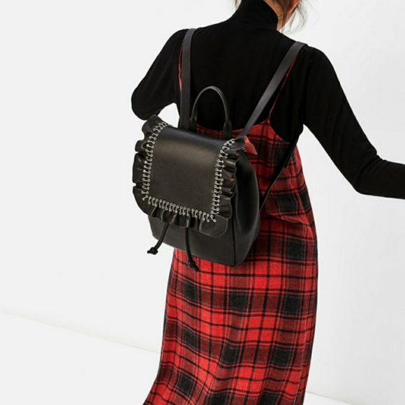 Zara Frilled leather backpack (8074) main image 8