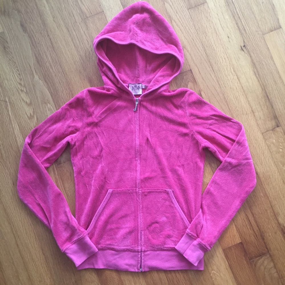 Juicy Couture rose fuschia terry hoodie Size Small