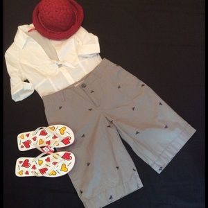 Grey Little Crabby Bermuda Style Shorts