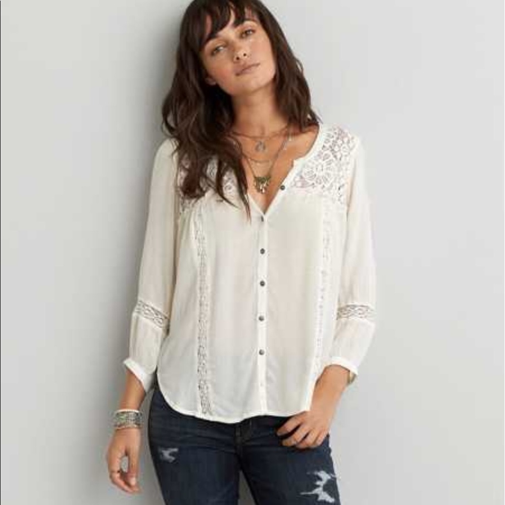 American eagle lace button up blouse.
