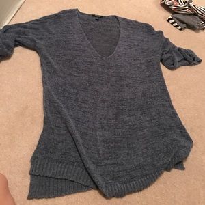 long blue knit sweater