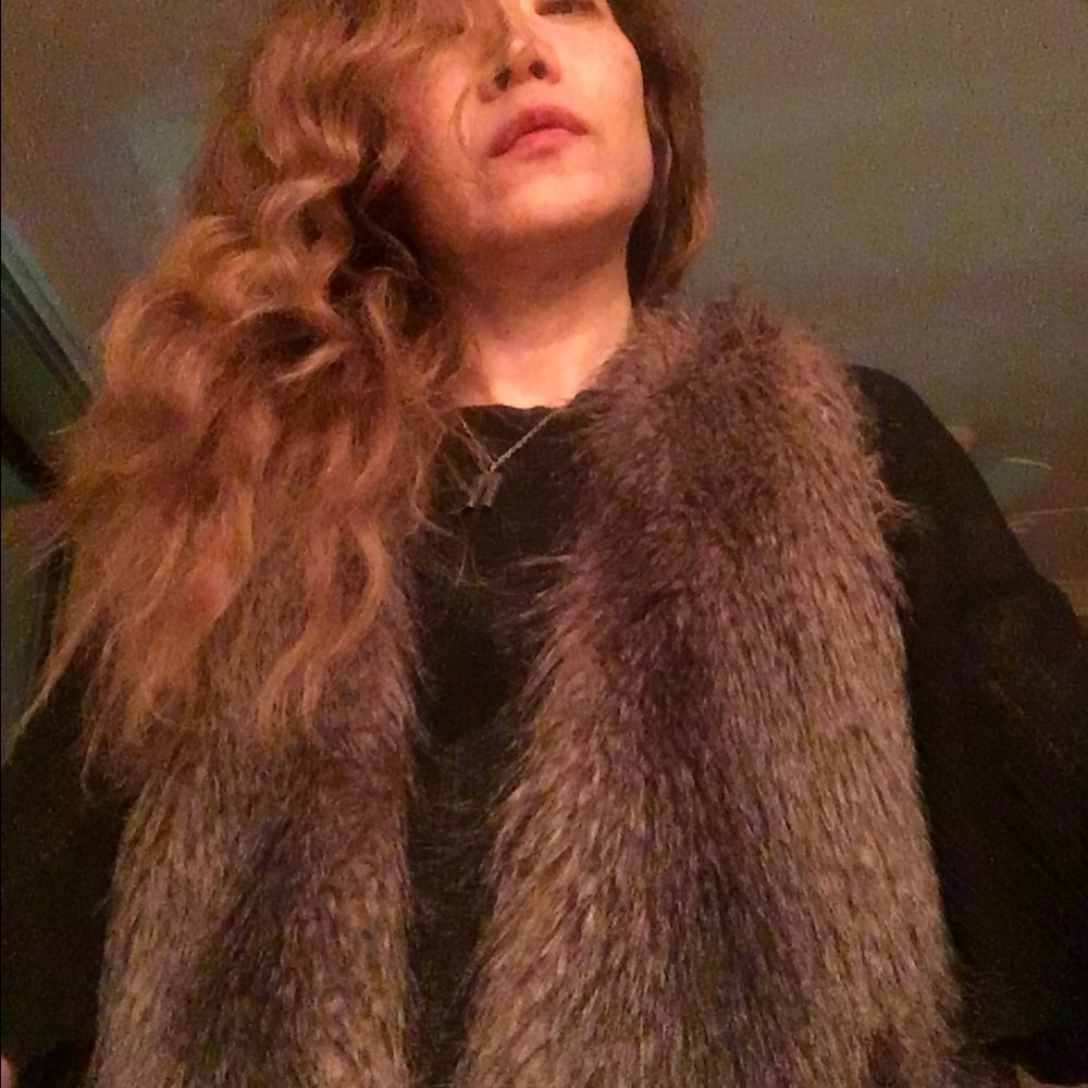 Stylish Ella Moss knit faux fur vest.