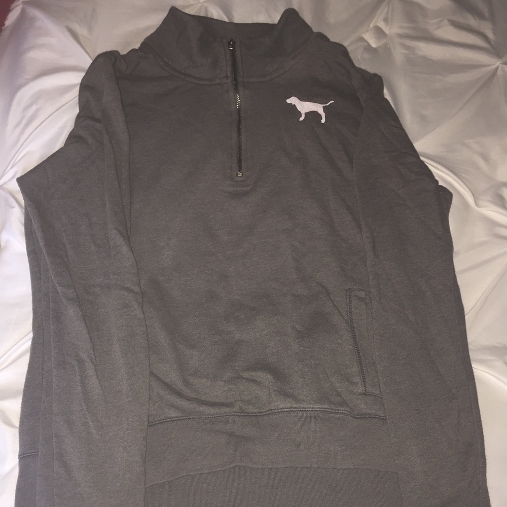 Gray VS PINK Half-Zip Sweater