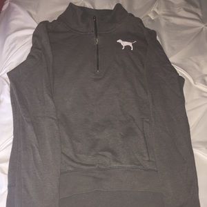 Gray VS PINK Half-Zip Sweater