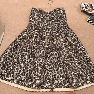 strapless flower mini dress