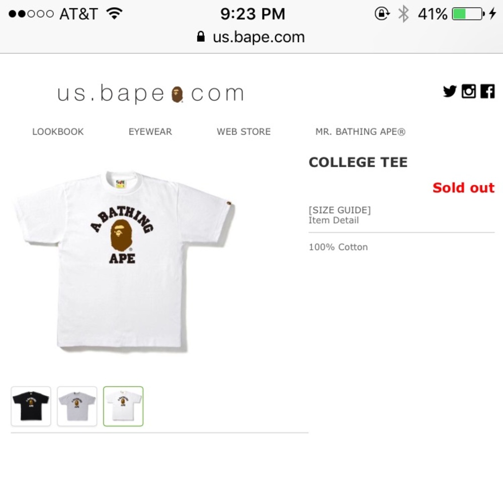 Bape College Tee - White