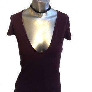 •FREE PEOPLE• Deep Cut Shirt