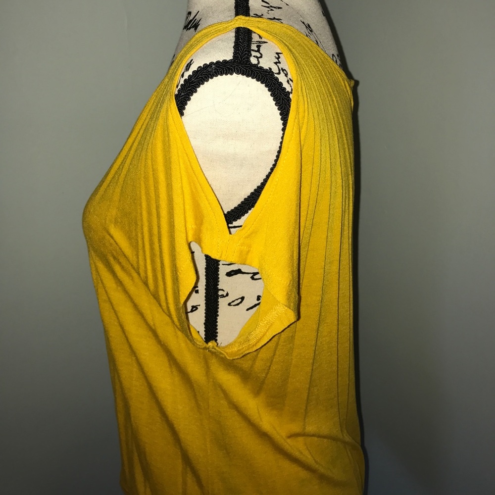 Mustard Color Cold-Shoulder Top - Picture 2 of 3